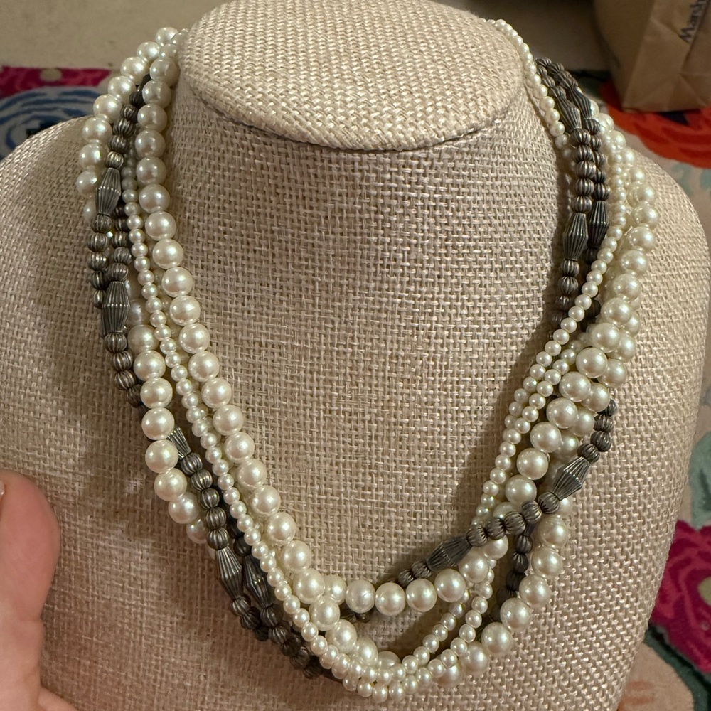 Carolee‎ White and Silver Multi-Strand Necklace